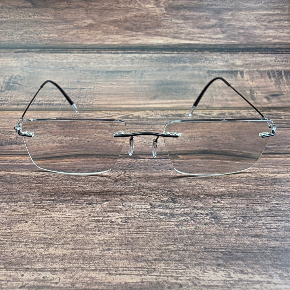 Silhouette 5500 70 9140 Rimless Titanium Eyeglasses Black Rectangular Frames